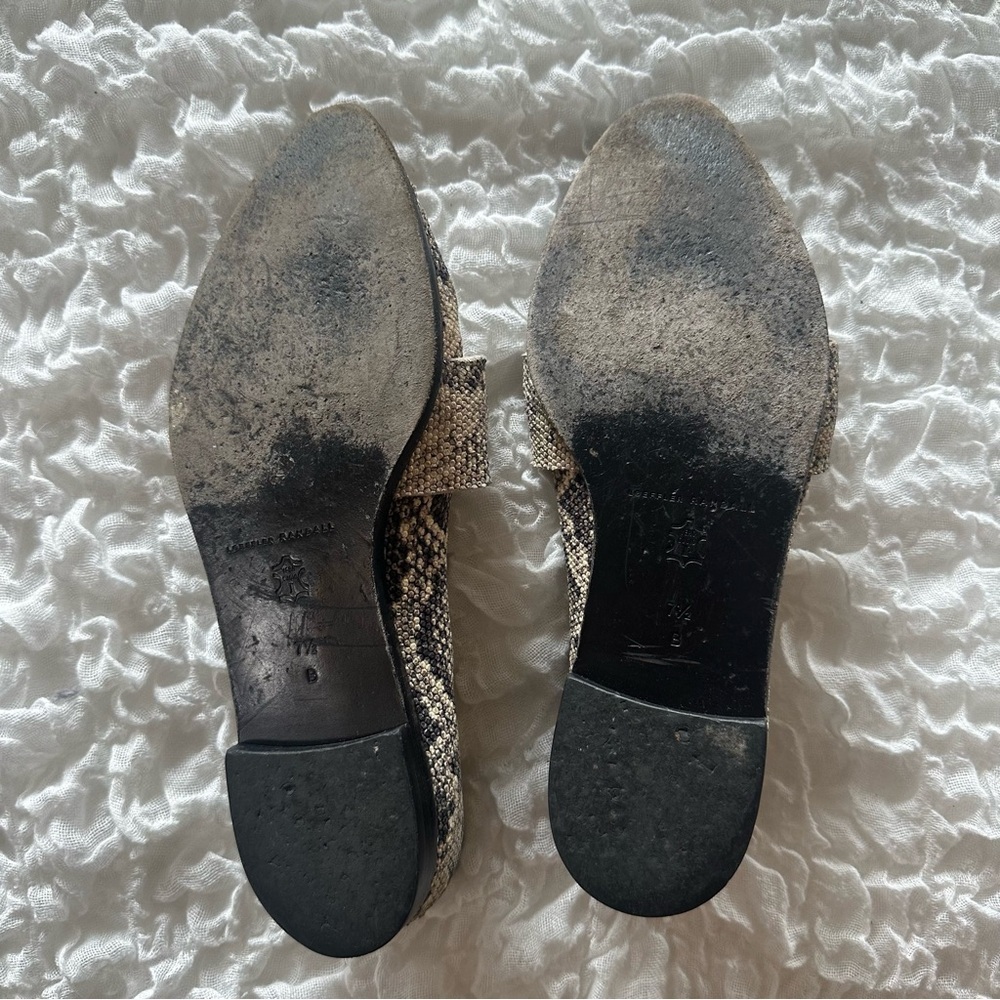 Loeffler Randall Snakeskin Leather Loafers Pointed Toe Flats 7.5 Designer - Picture 8 of 9